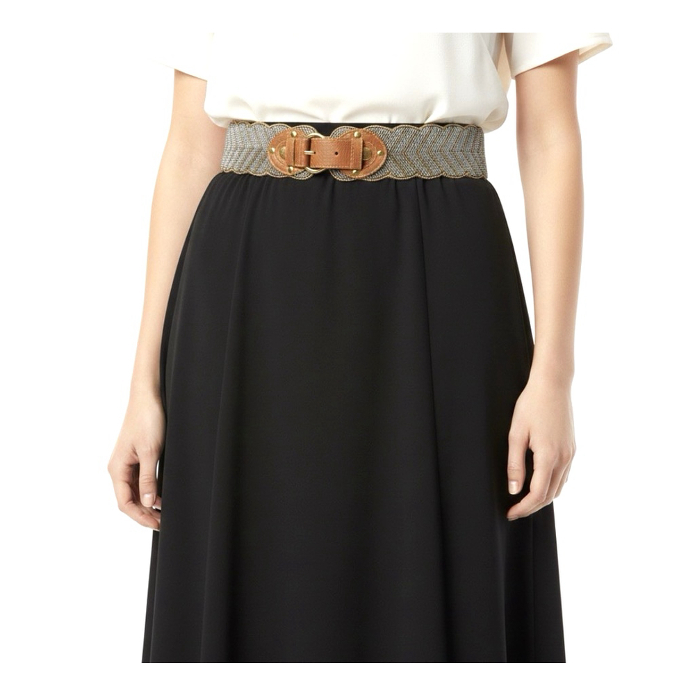 Boho Brown Leather Beaded Statement Belt Women's Anthro Style